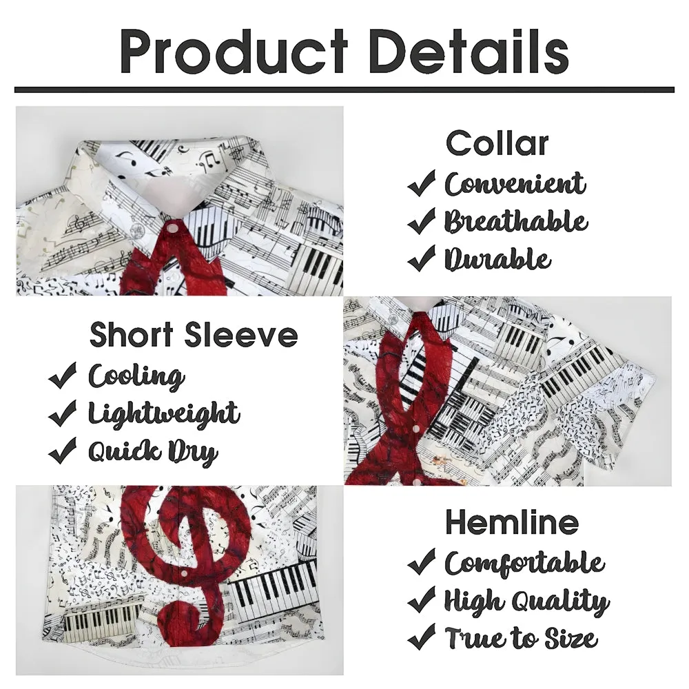 Men's Simple Music Notation Sheet Print Cozy Shirt 2407002076