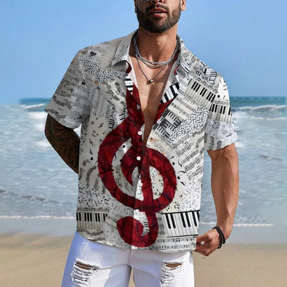Men's Simple Music Notation Sheet Print Cozy Shirt 2407002076