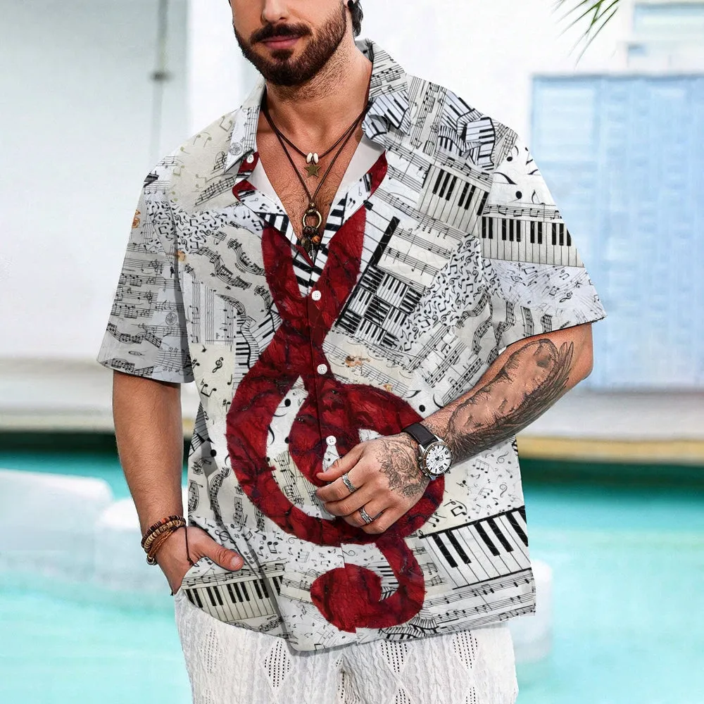 Men's Simple Music Notation Sheet Print Cozy Shirt 2407002076