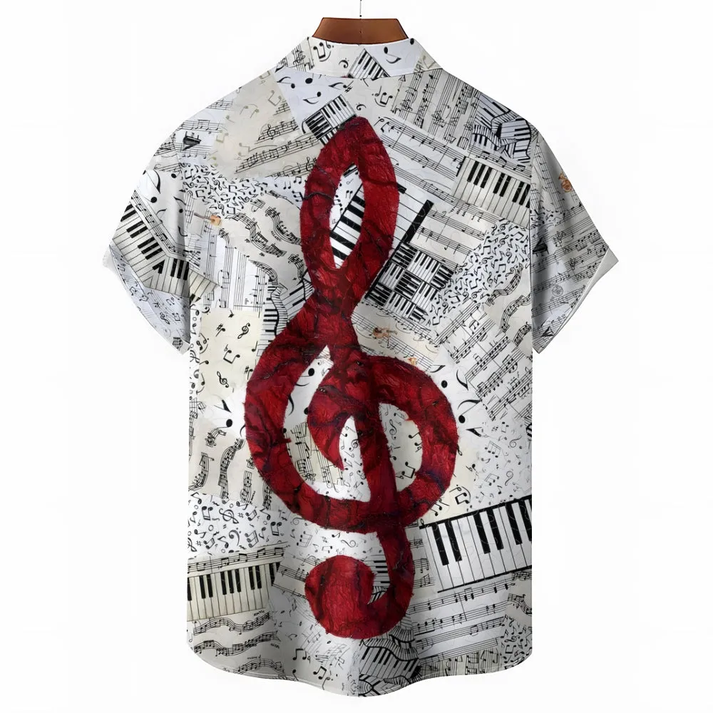 Men's Simple Music Notation Sheet Print Cozy Shirt 2407002076