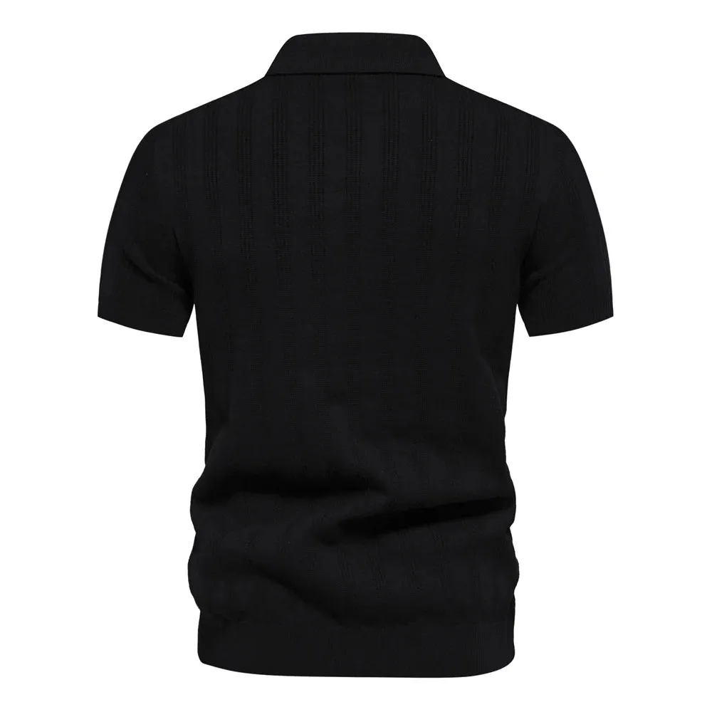 Men's Vintage Ribbed Polo Shirt