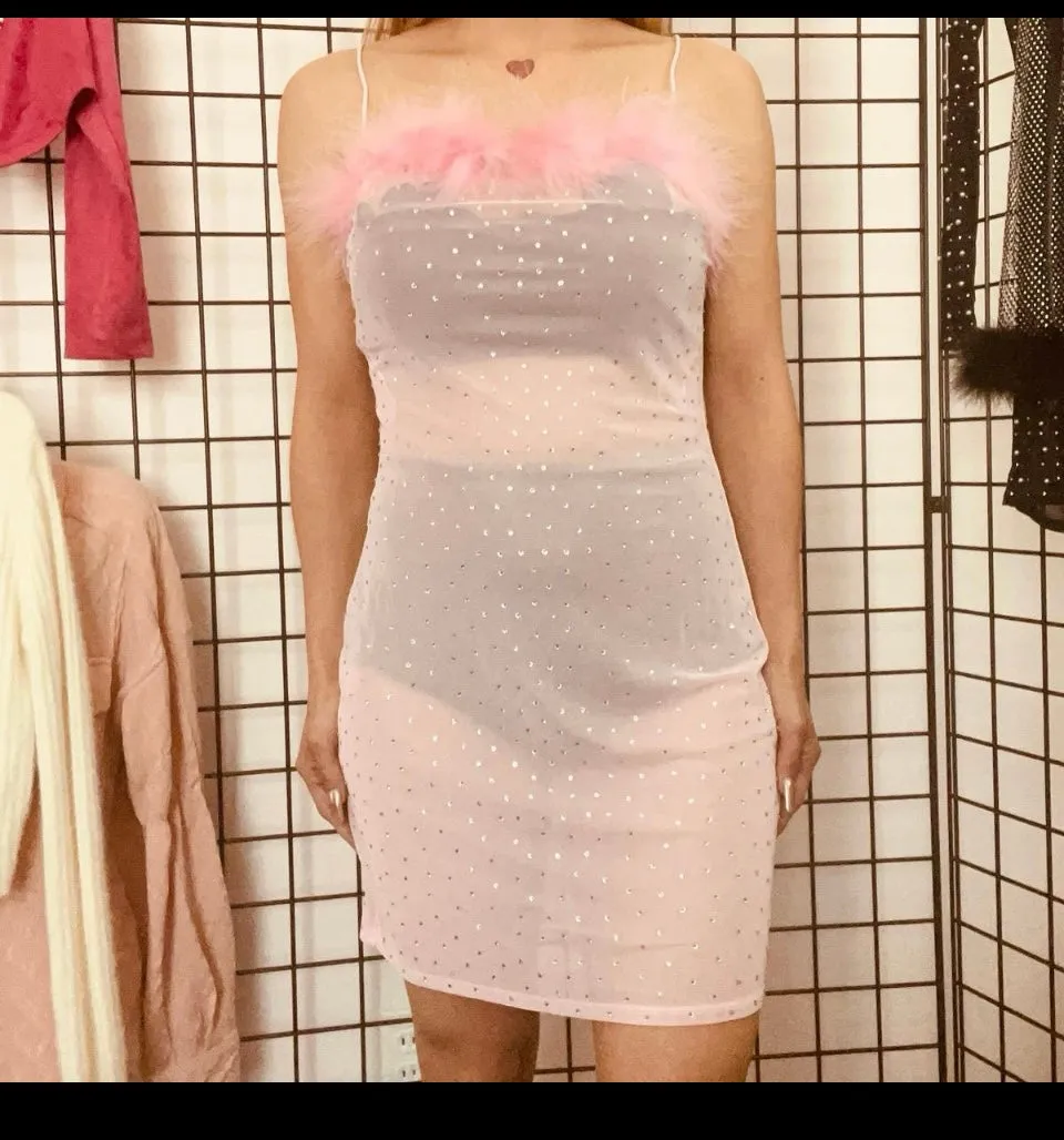 Mesh Stud Mini Dress