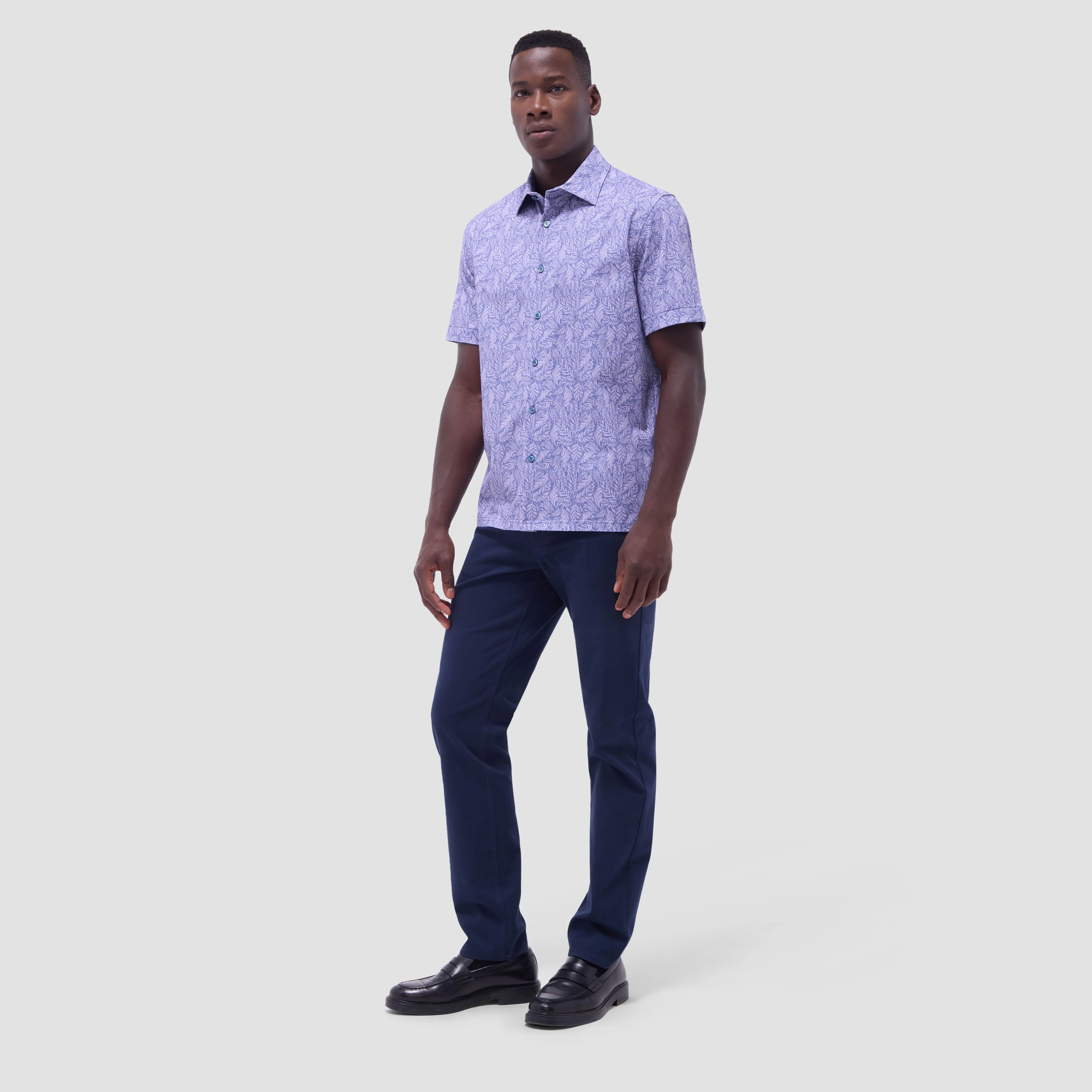 Milo Leaf Print OoohCotton Short-Sleeve Shirt