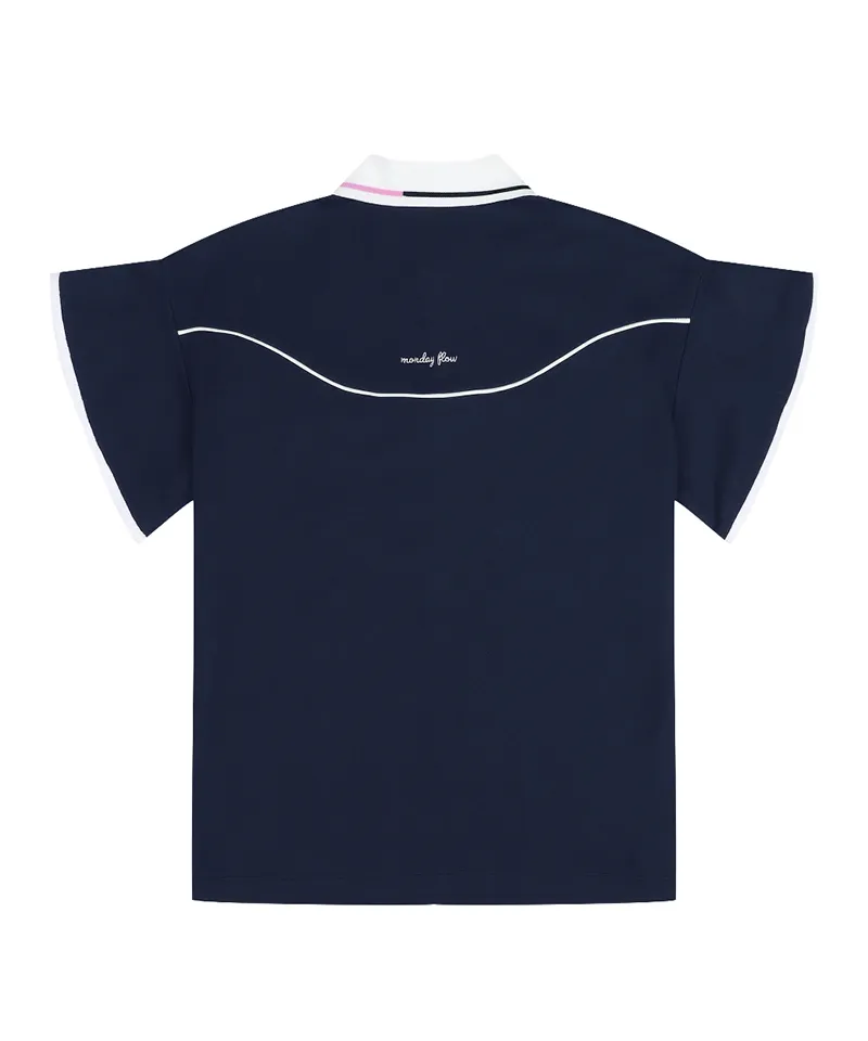 Monday Flow Flare Sleeve Top - Navy