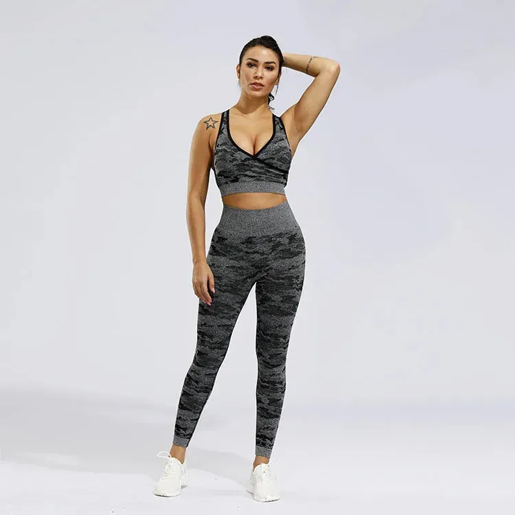 Move Like Diva Women's Camo Seamless Sports Suits Set