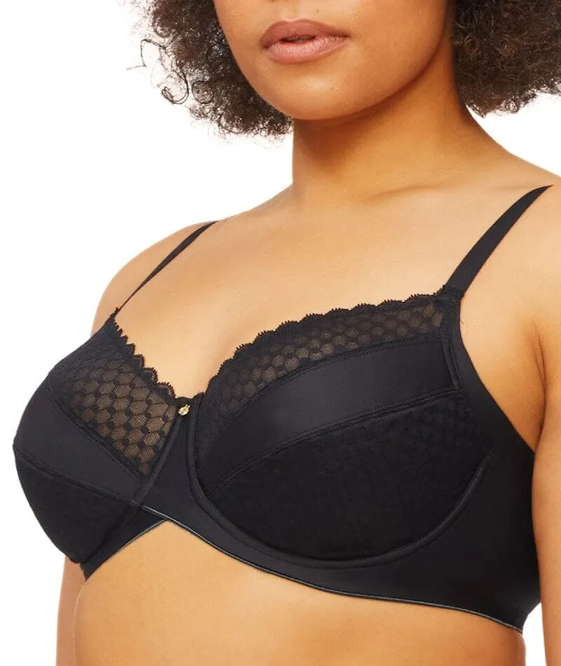 Nancy Ganz Revive Maya Underwire Lace Minimiser Bra - Black