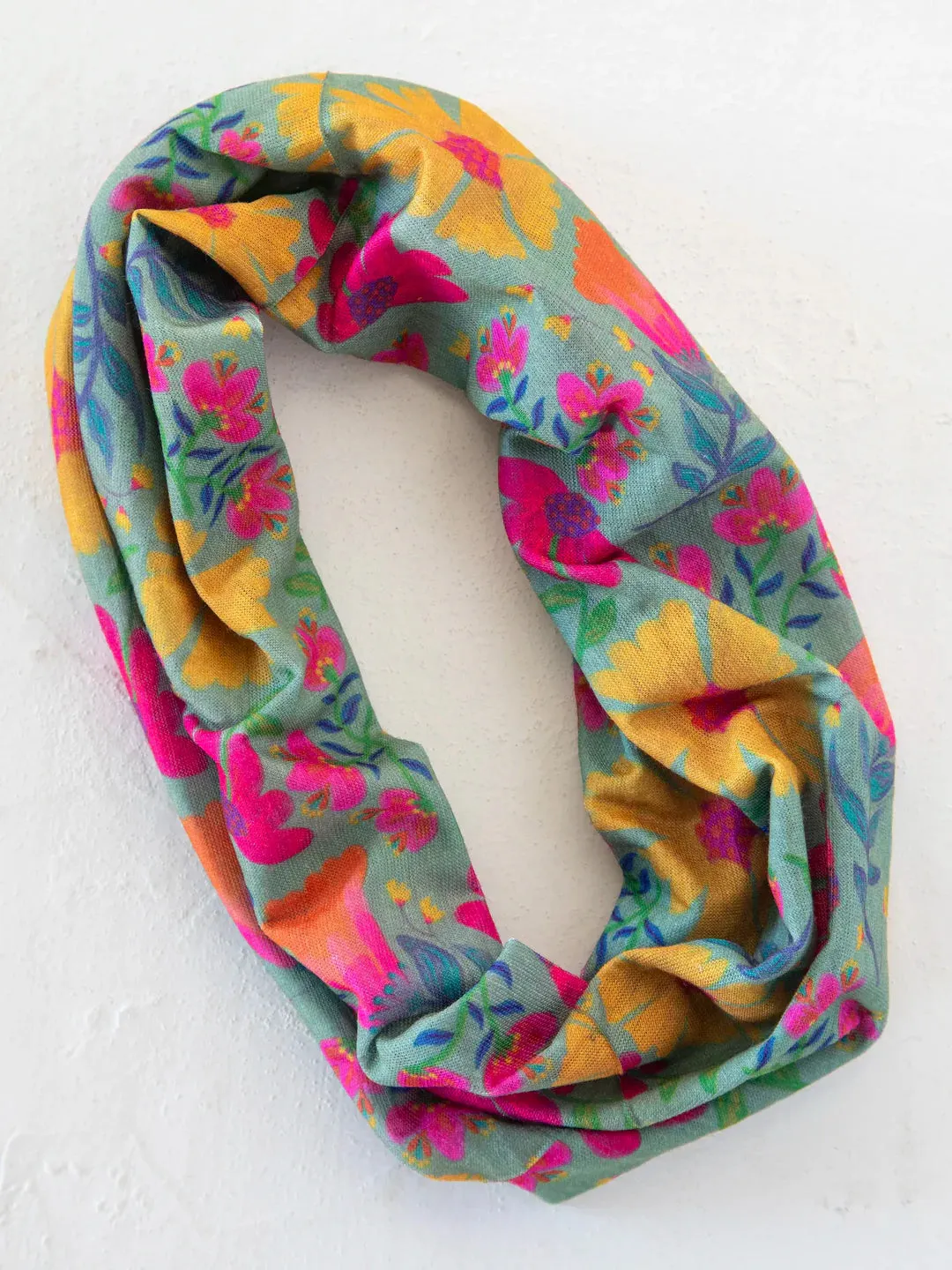 Natural Life Half Boho Bandeau® Headband-Tossed Blue Floral