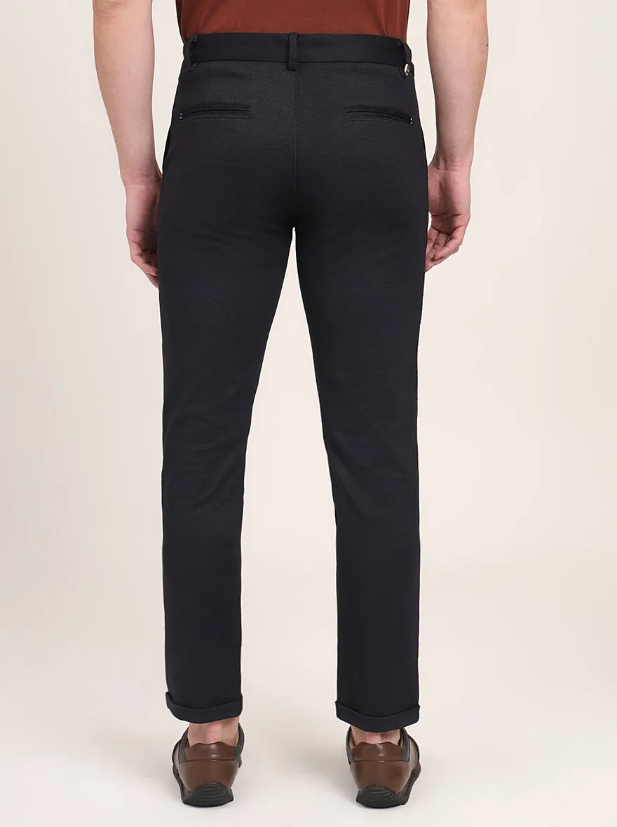 Navy Blue Solid Venice Fit Casual Trouser | JadeBlue
