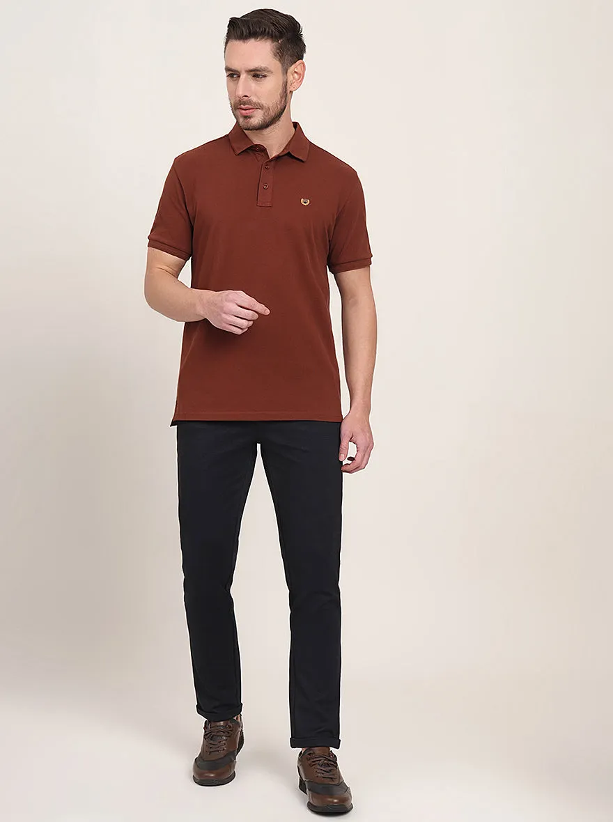 Navy Blue Solid Venice Fit Casual Trouser | JadeBlue