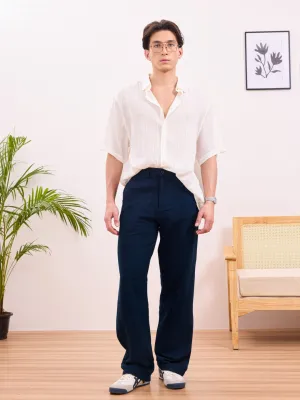 Navy Twill Loose Fit Pants