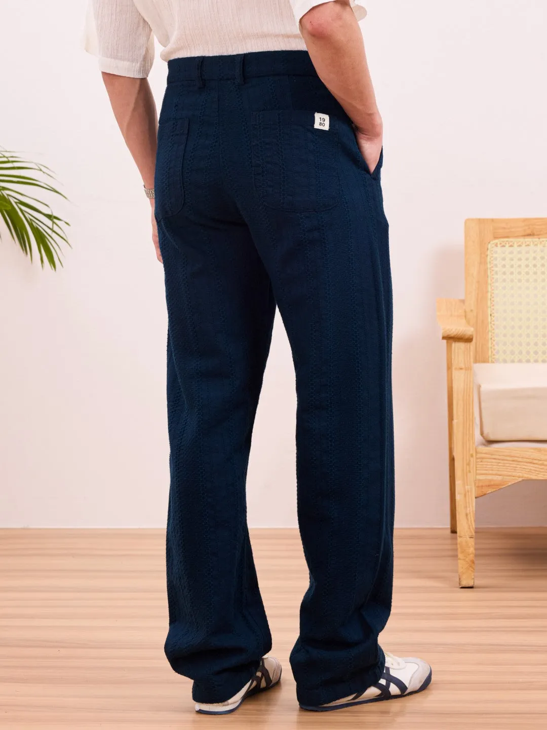 Navy Twill Loose Fit Pants