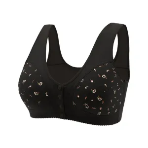 New 3 Pack hcuribad Push Up Bras, Comfortable Daisy Bras, Front Closure Cotton Black, Sz 50 (fits like 1x-2x)