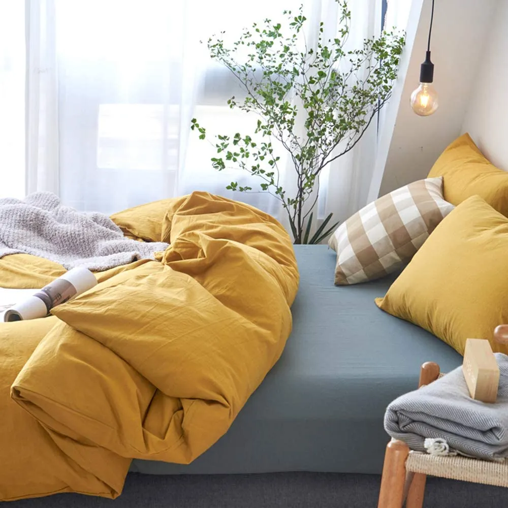 New in package! Doneus 3 Piece Yellow Duvet Cover & 2 Shams in super soft pre-washed cotton, Queen! Retails $80 