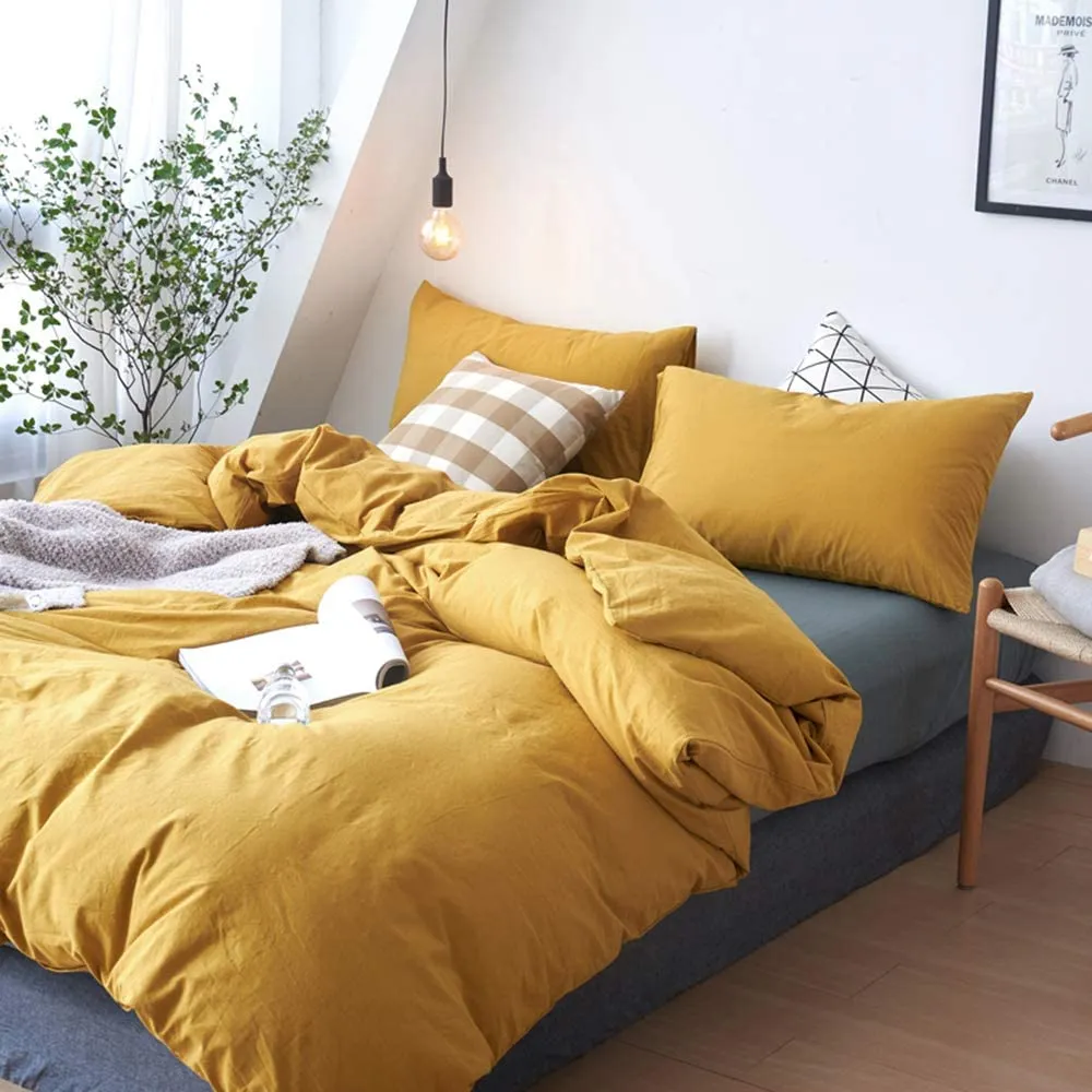 New in package! Doneus 3 Piece Yellow Duvet Cover & 2 Shams in super soft pre-washed cotton, Queen! Retails $80 