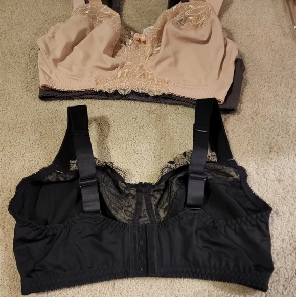NEW Set of 3 Plus Size Unlined Minimizer Wirefree Bras with Embroidery Lace 38G
