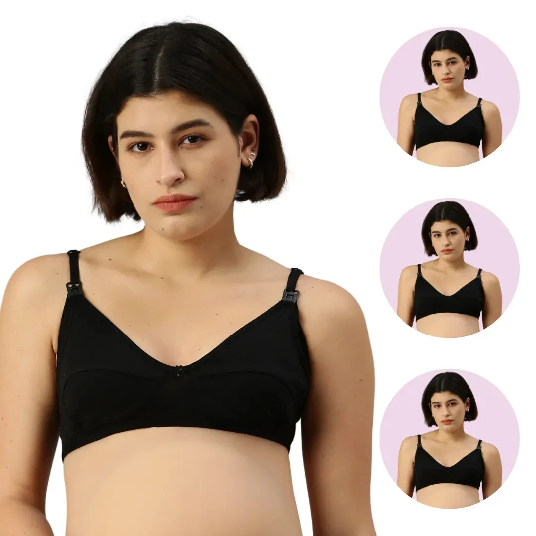 Nursing Bra | One-Hand Clip | Adjustable Shoulder | 3-Pack