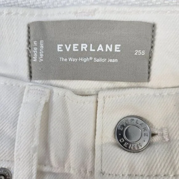 NWOT Everlane The Way High Sailor Jeans in White Size 25 Short
