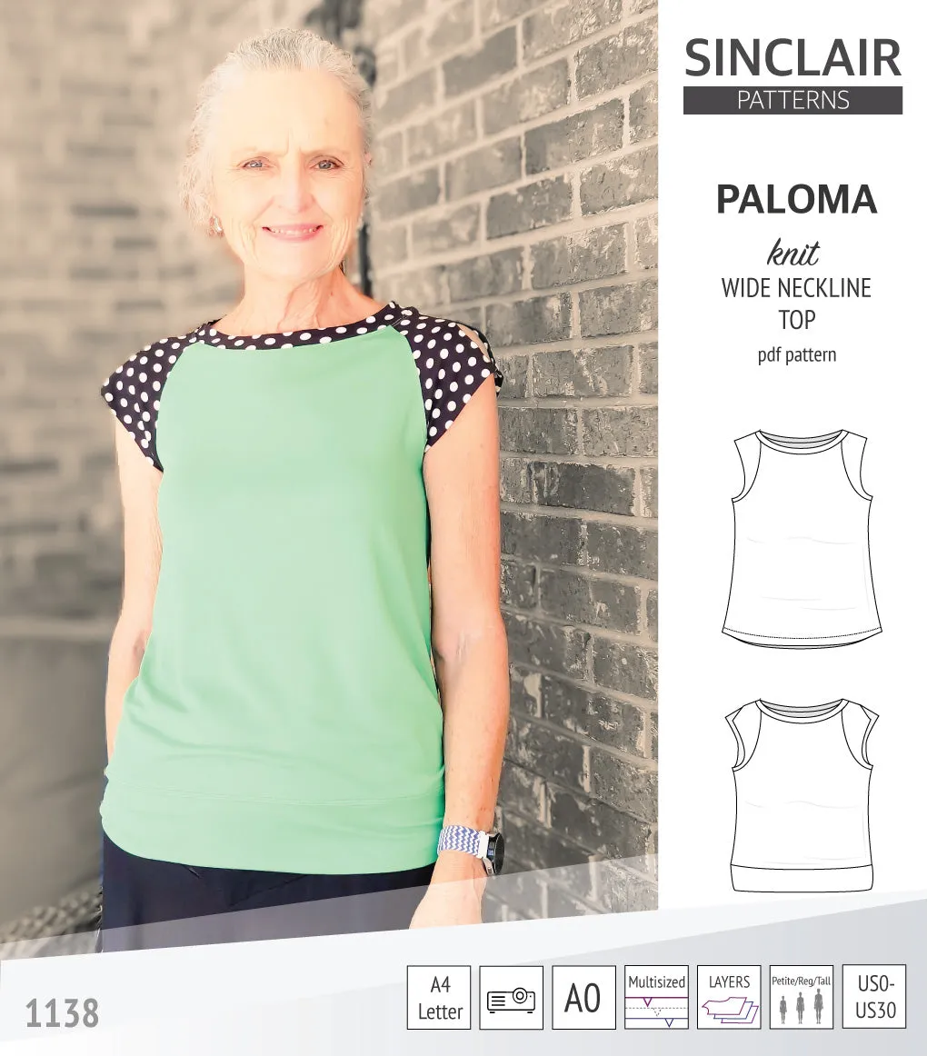 Paloma knit wide neckline tank top (PDF)