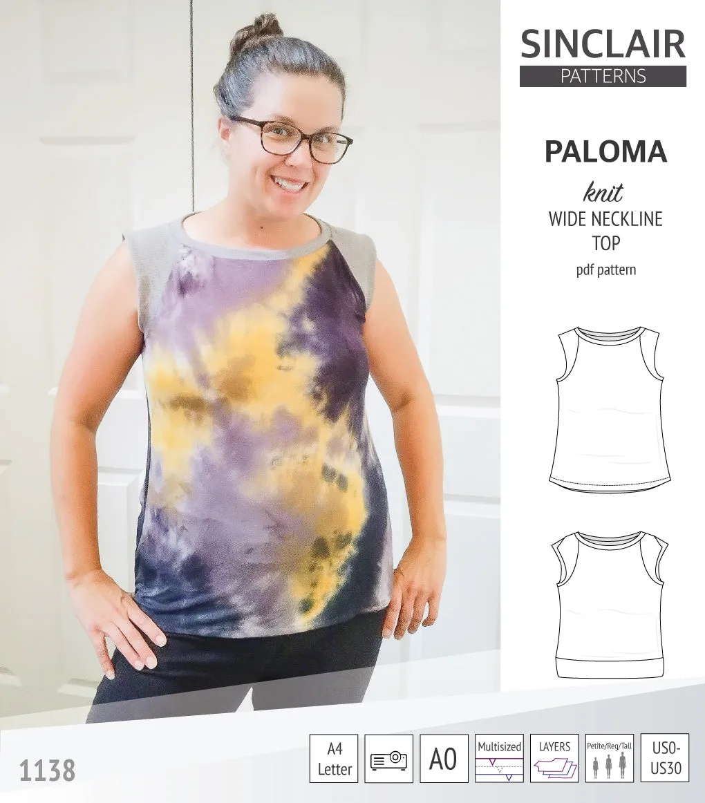 Paloma knit wide neckline tank top (PDF)