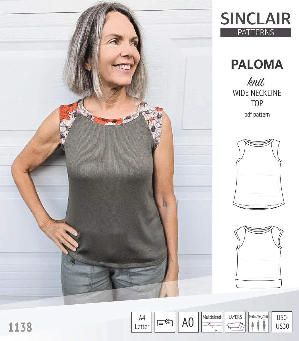 Paloma knit wide neckline tank top (PDF)
