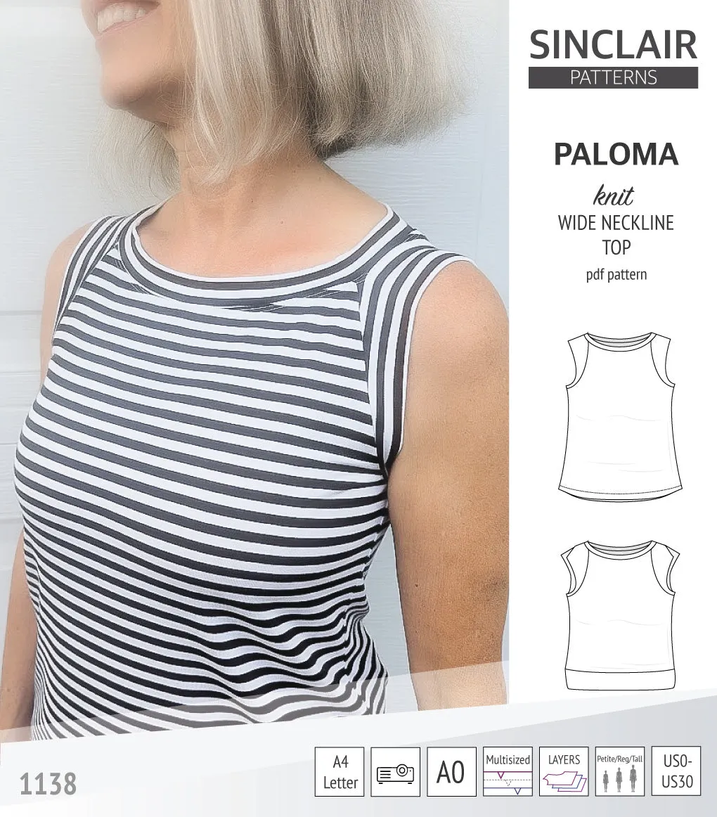 Paloma knit wide neckline tank top (PDF)