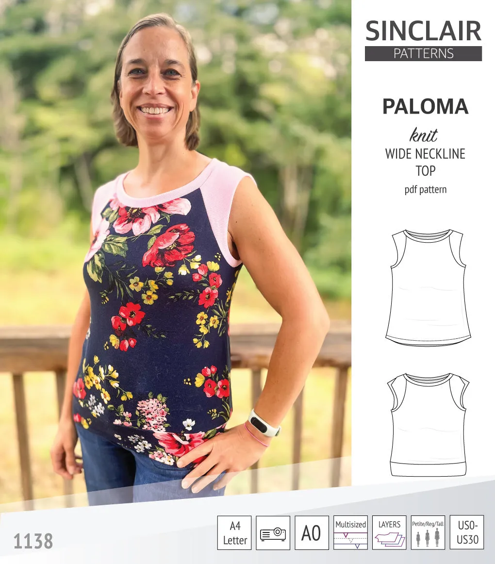 Paloma knit wide neckline tank top (PDF)