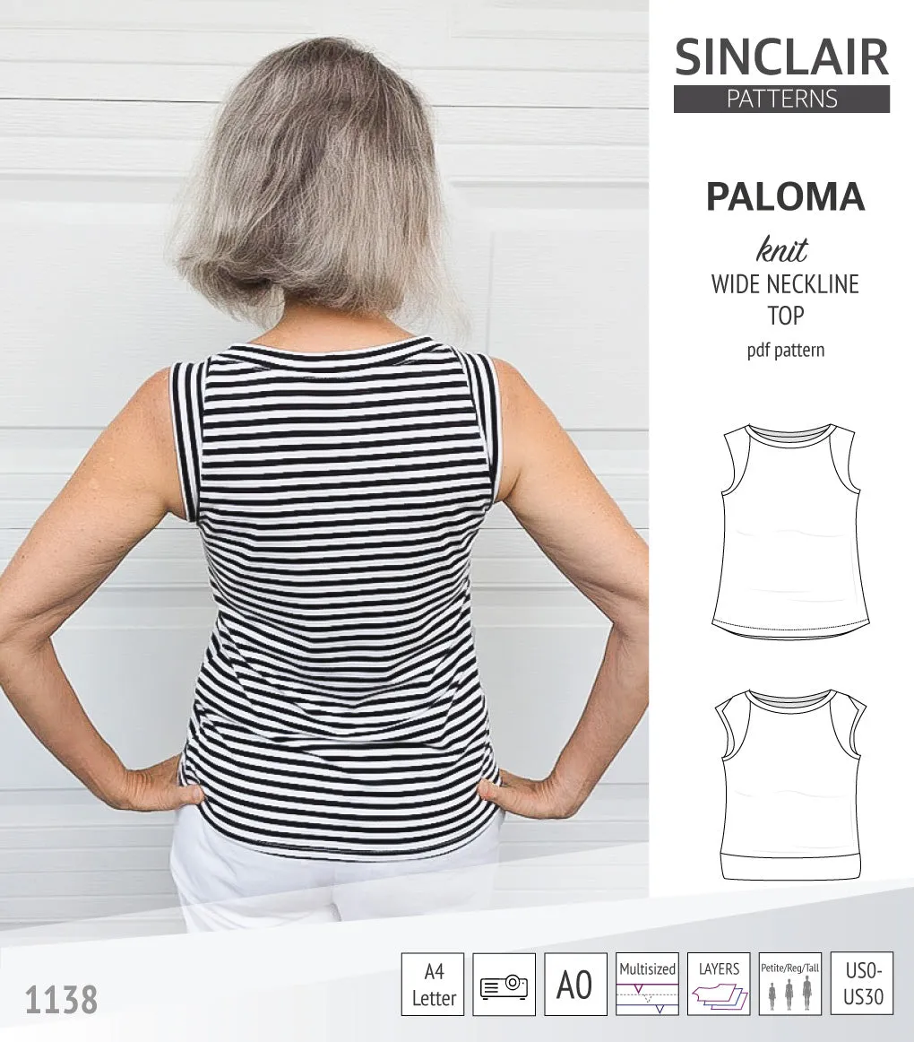 Paloma knit wide neckline tank top (PDF)