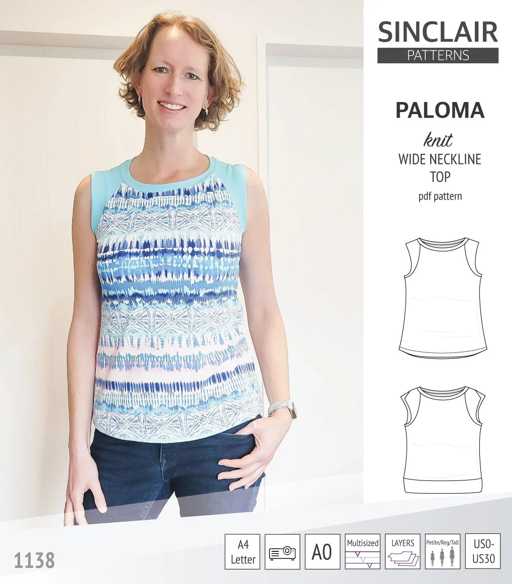 Paloma knit wide neckline tank top (PDF)