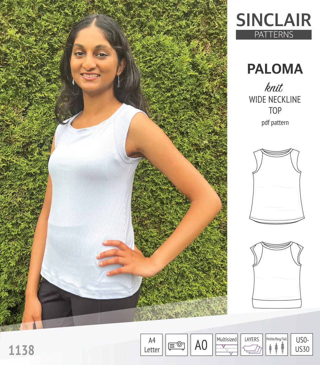 Paloma knit wide neckline tank top (PDF)
