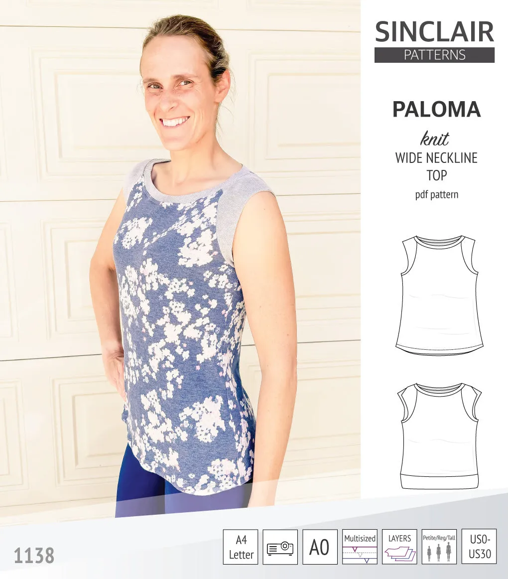 Paloma knit wide neckline tank top (PDF)