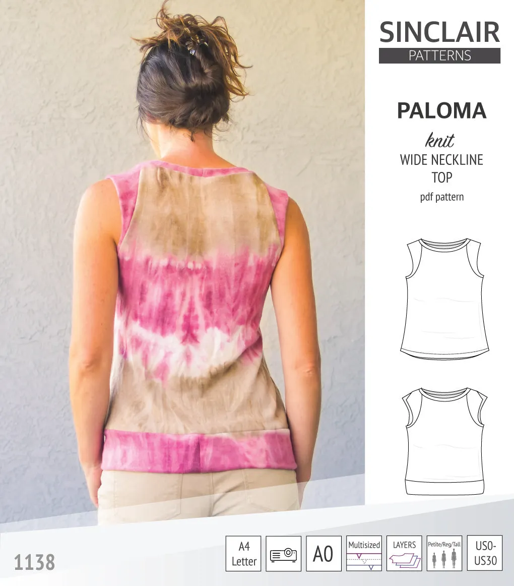 Paloma knit wide neckline tank top (PDF)