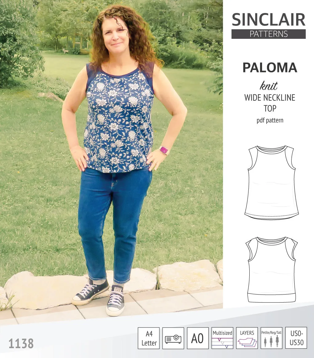 Paloma knit wide neckline tank top (PDF)