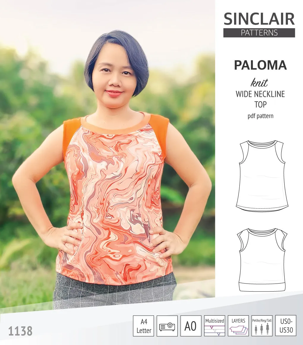 Paloma knit wide neckline tank top (PDF)