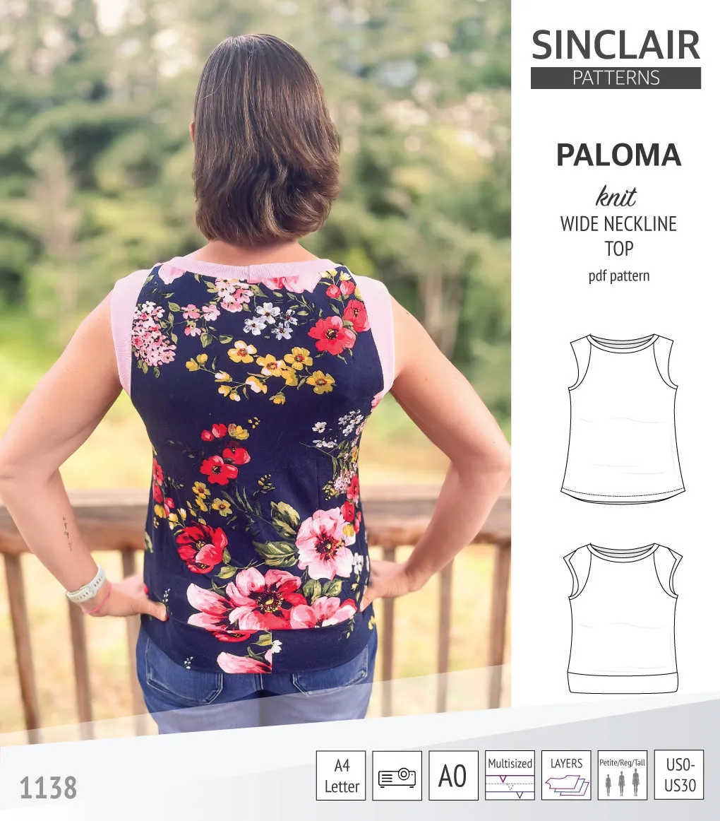 Paloma knit wide neckline tank top (PDF)