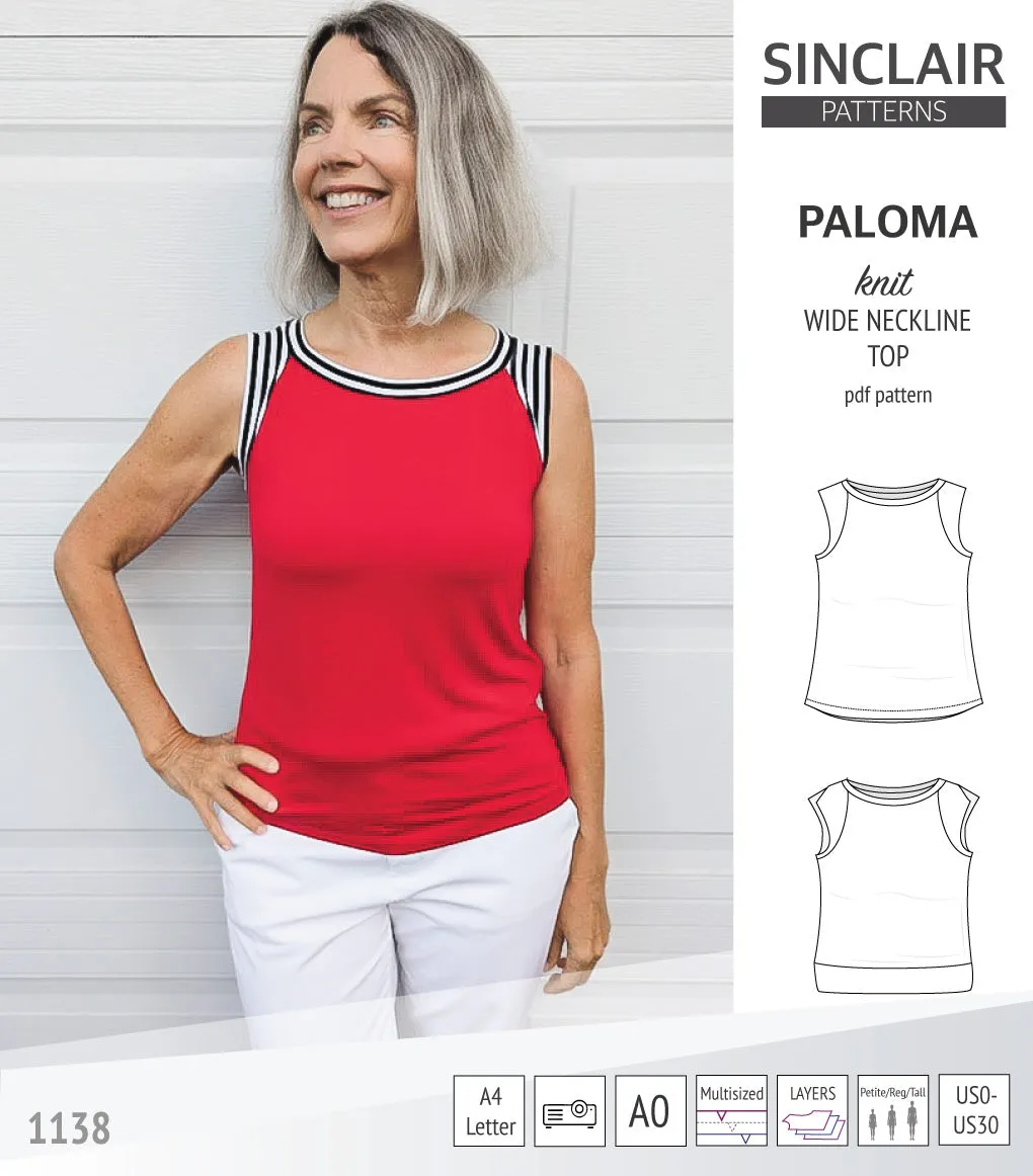 Paloma knit wide neckline tank top (PDF)