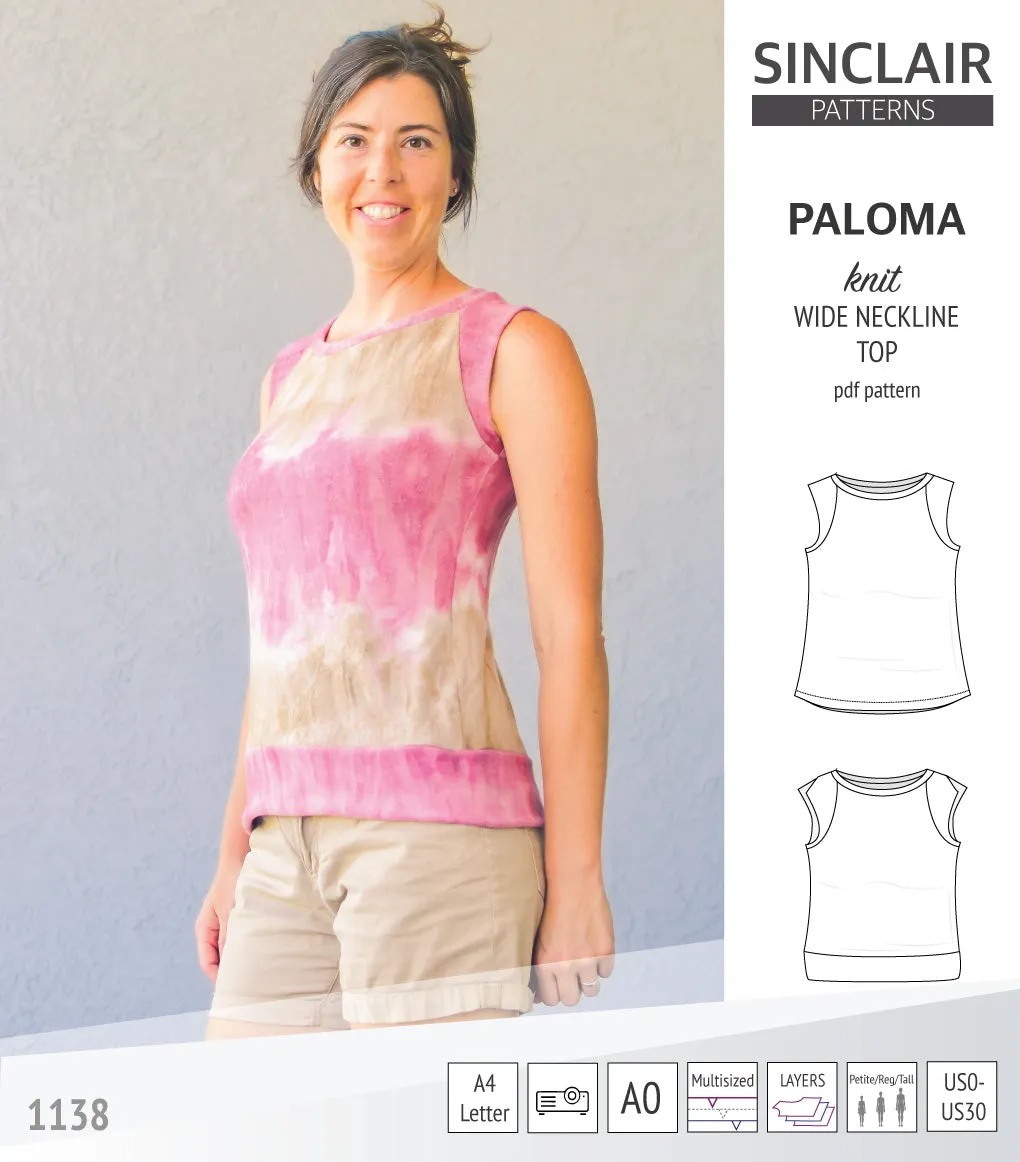 Paloma knit wide neckline tank top (PDF)