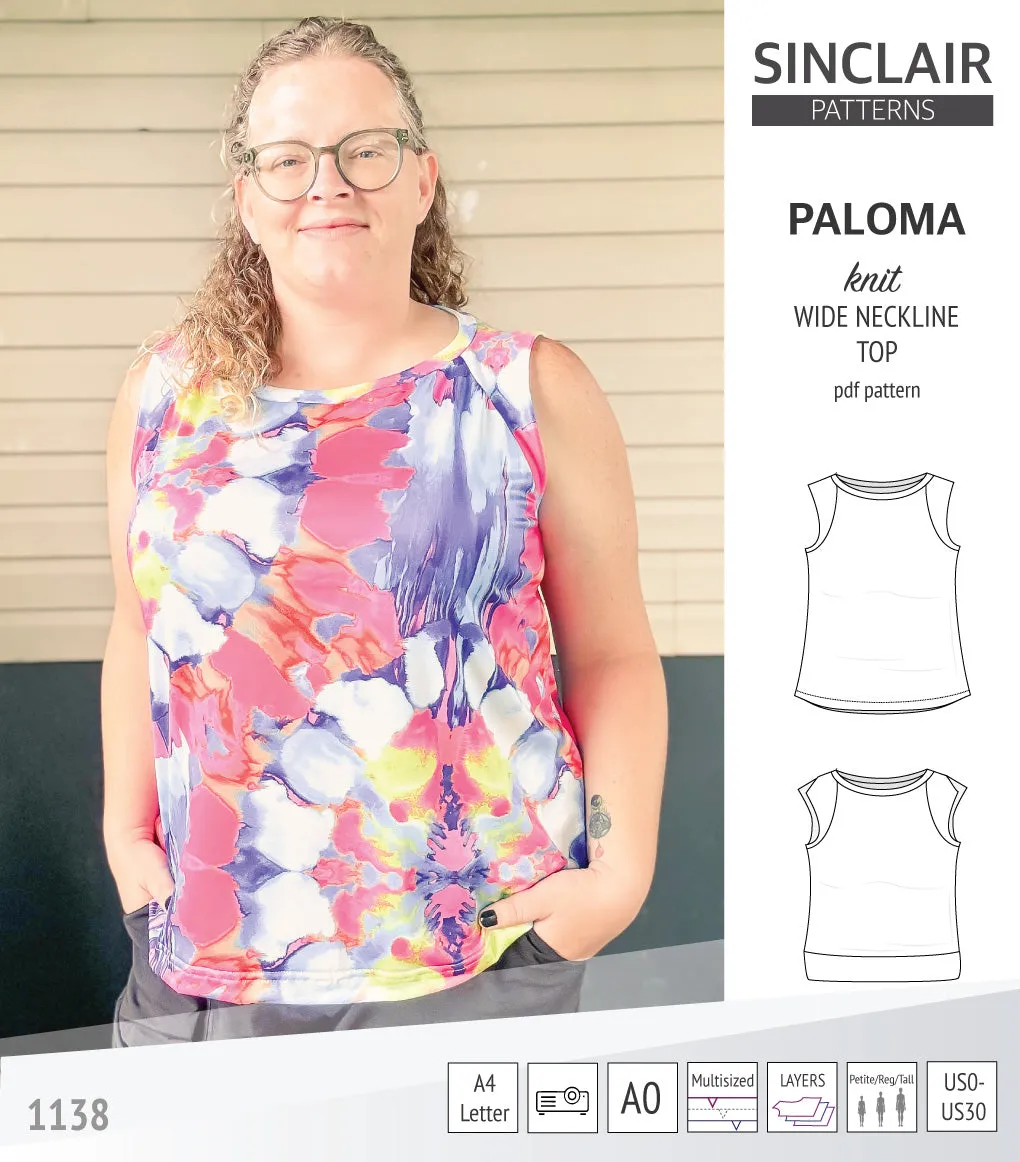 Paloma knit wide neckline tank top (PDF)