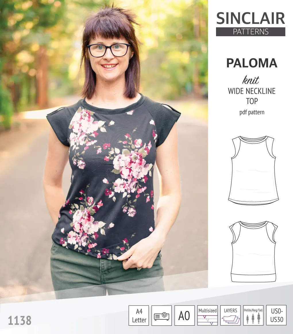 Paloma knit wide neckline tank top (PDF)