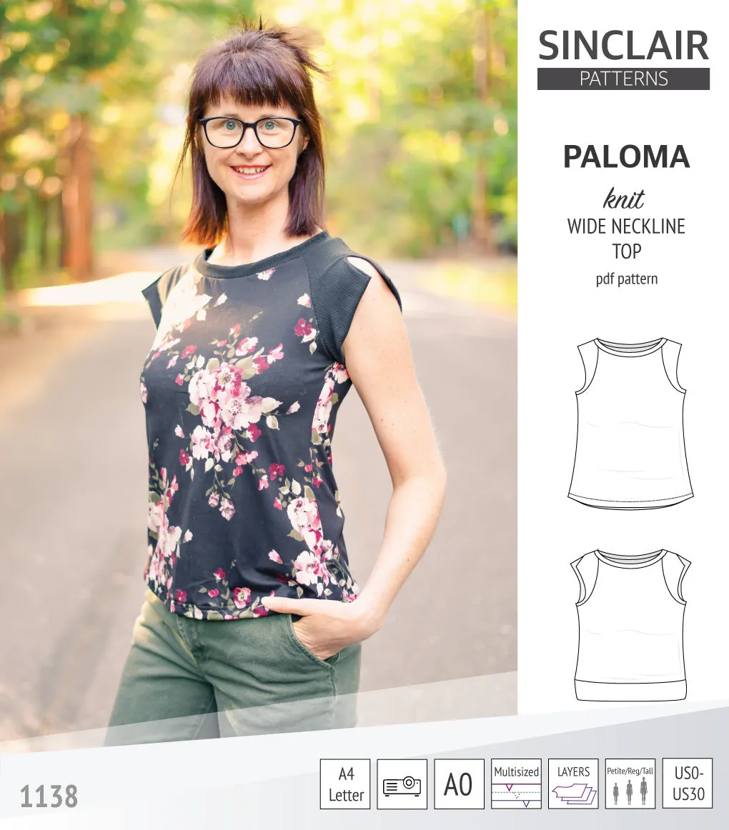 Paloma knit wide neckline tank top (PDF)