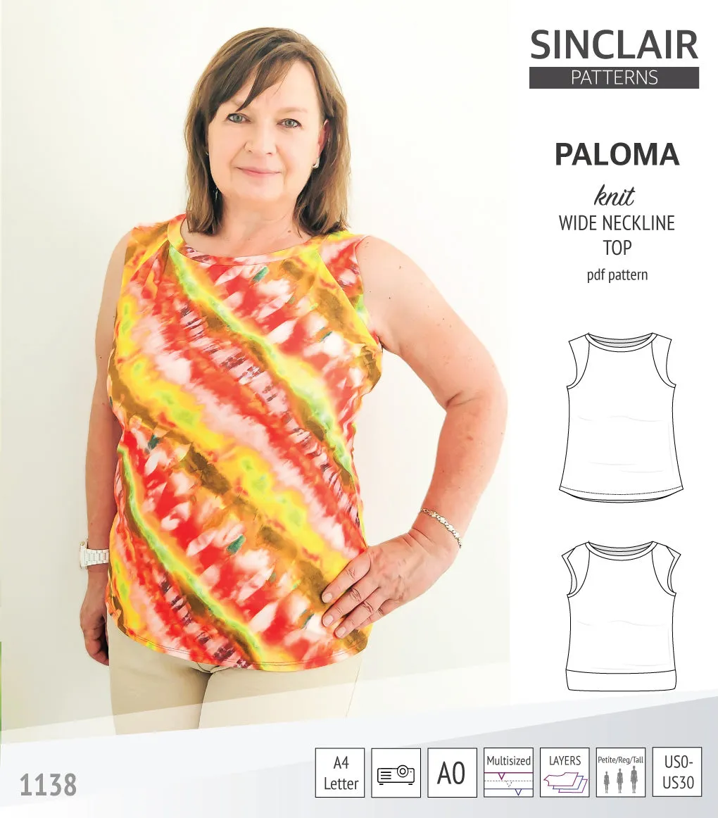 Paloma knit wide neckline tank top (PDF)