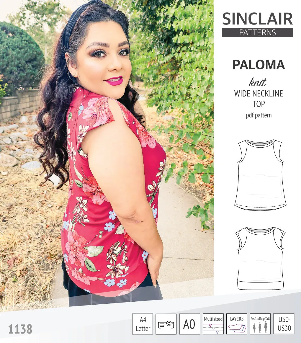 Paloma knit wide neckline tank top (PDF)