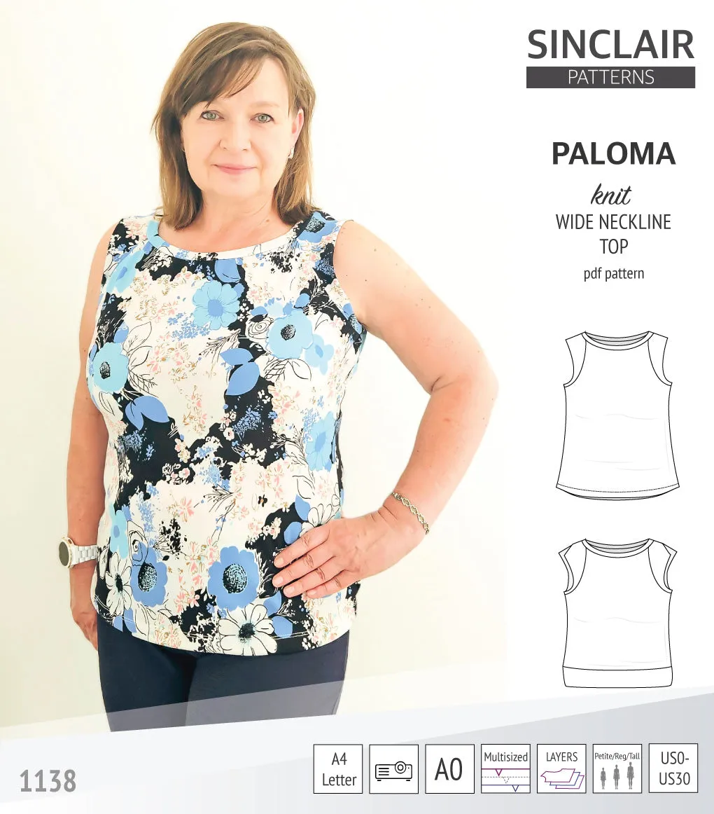 Paloma knit wide neckline tank top (PDF)