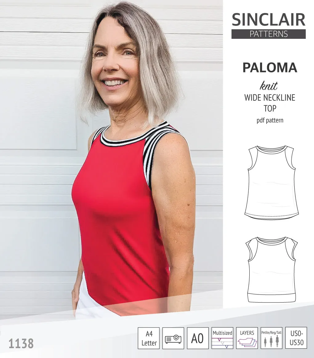 Paloma knit wide neckline tank top (PDF)