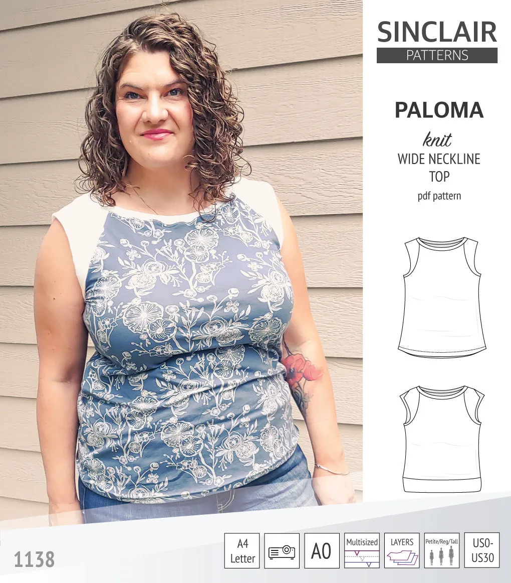 Paloma knit wide neckline tank top (PDF)