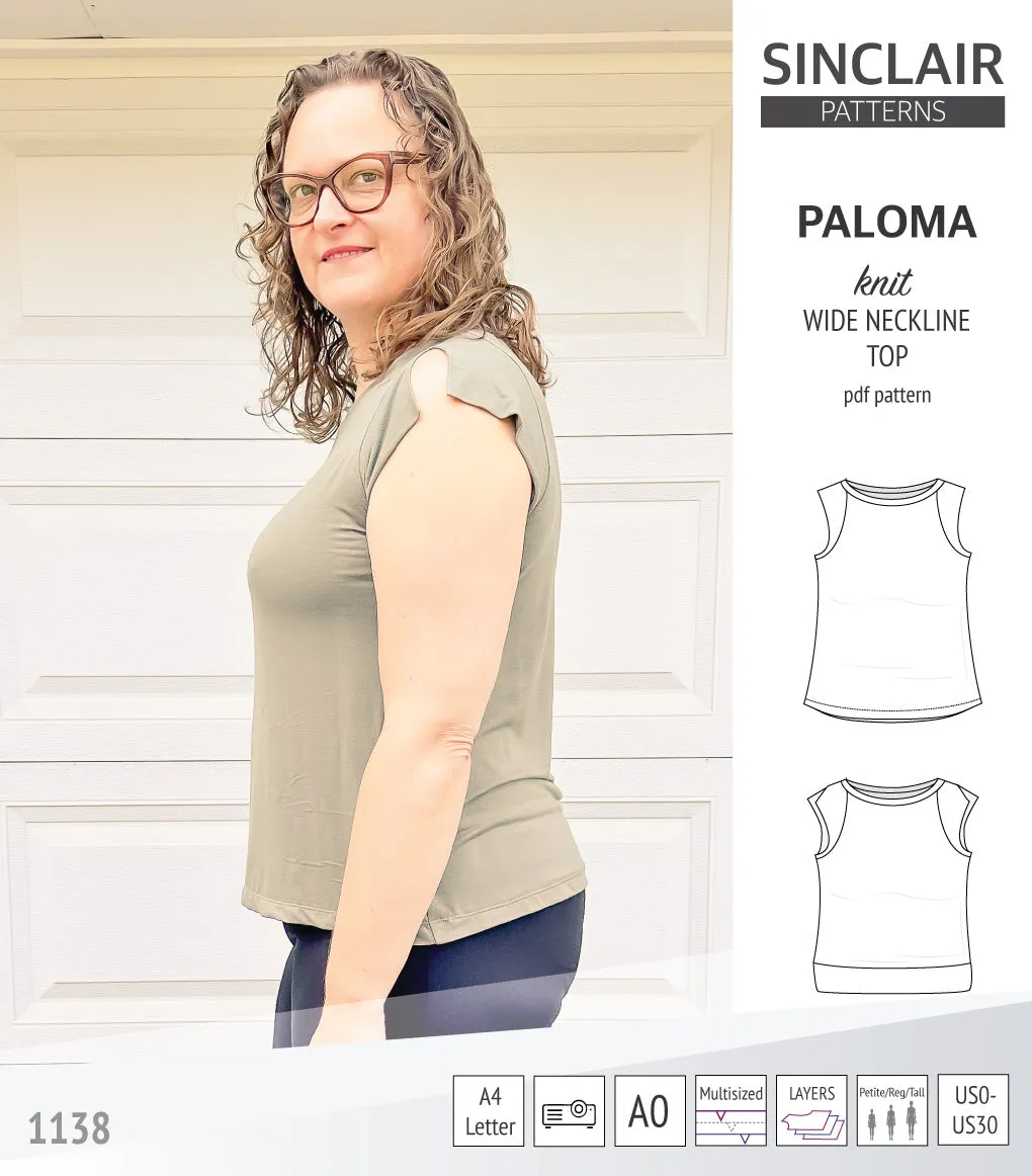 Paloma knit wide neckline tank top (PDF)