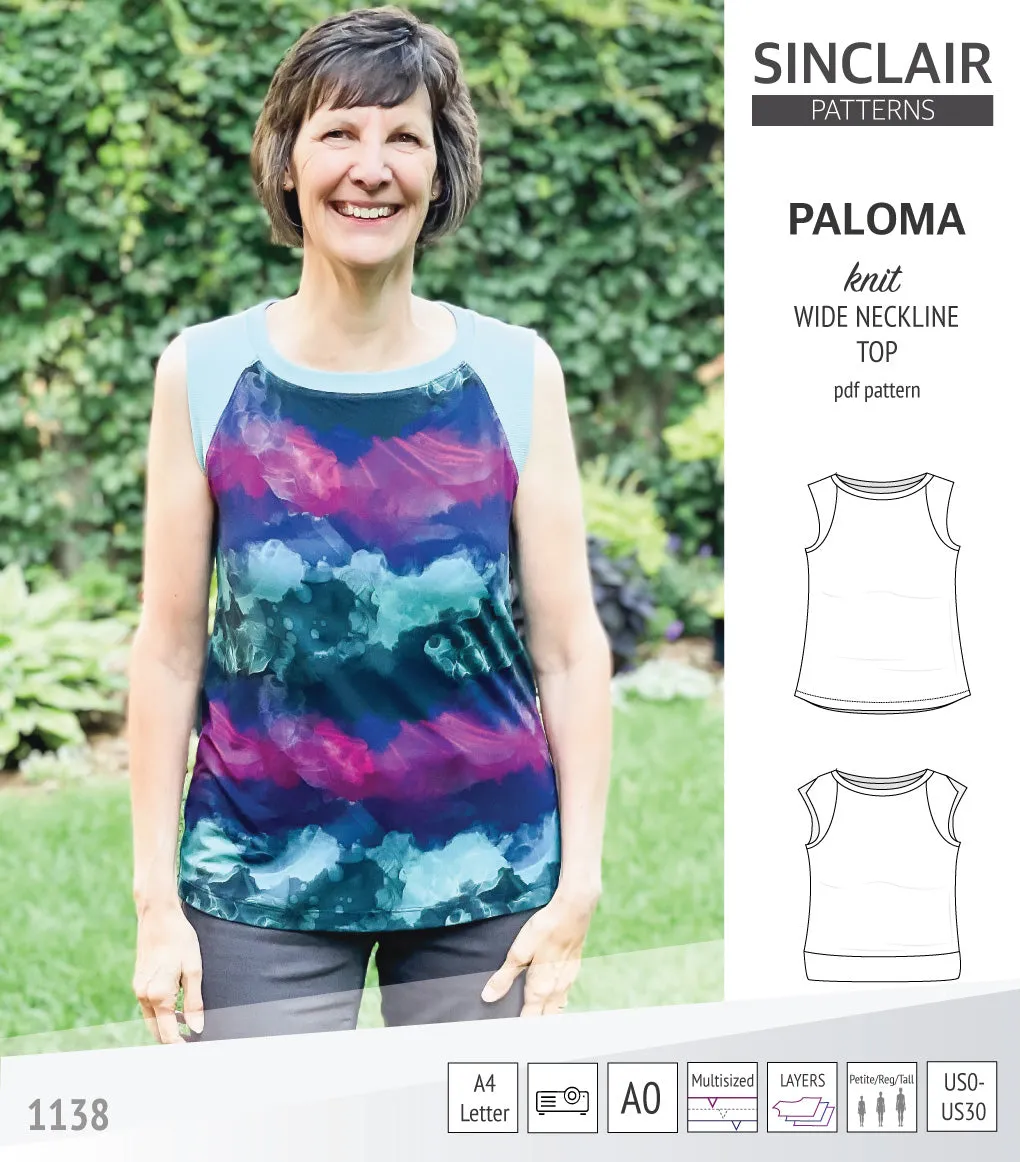 Paloma knit wide neckline tank top (PDF)