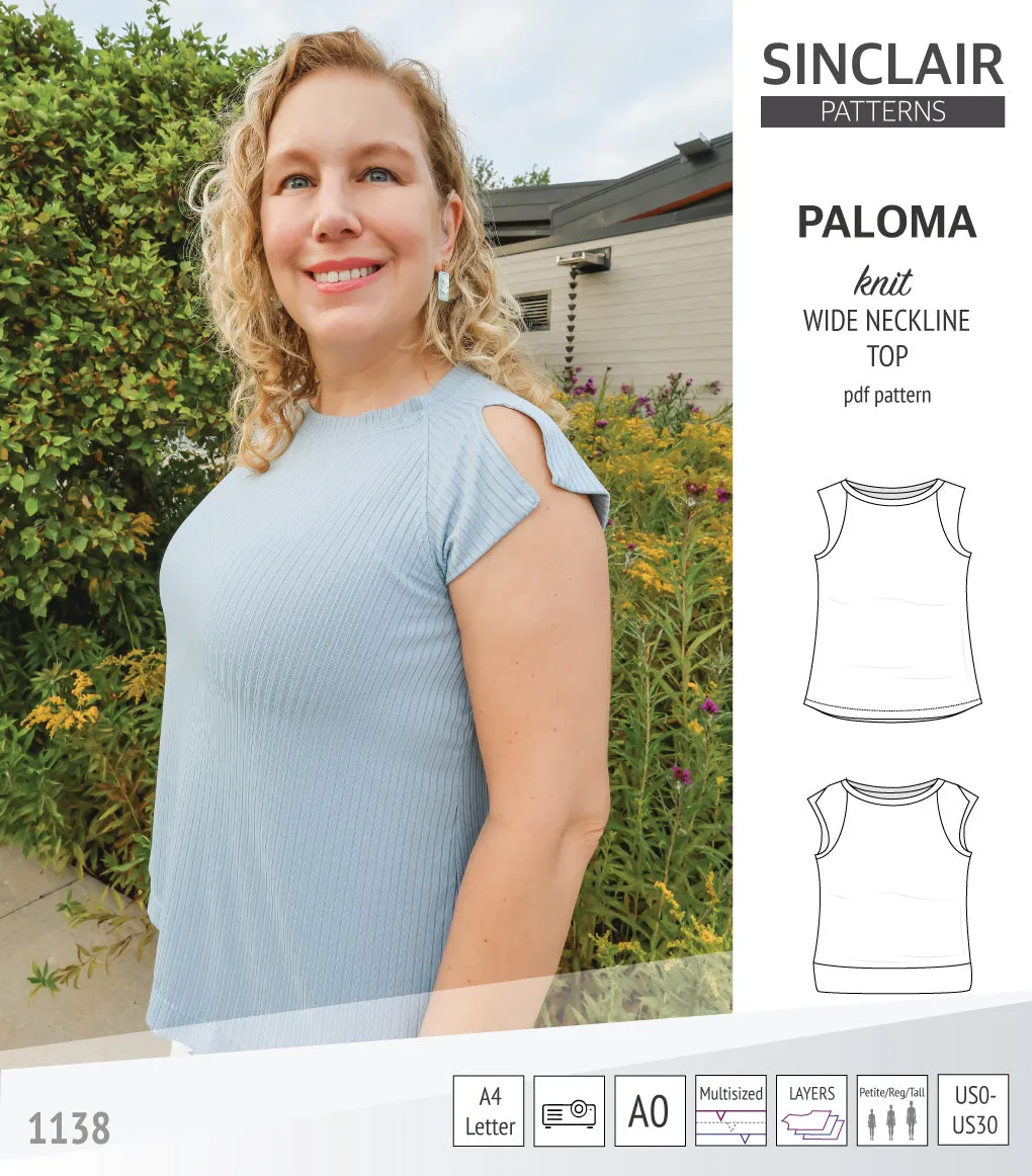 Paloma knit wide neckline tank top (PDF)