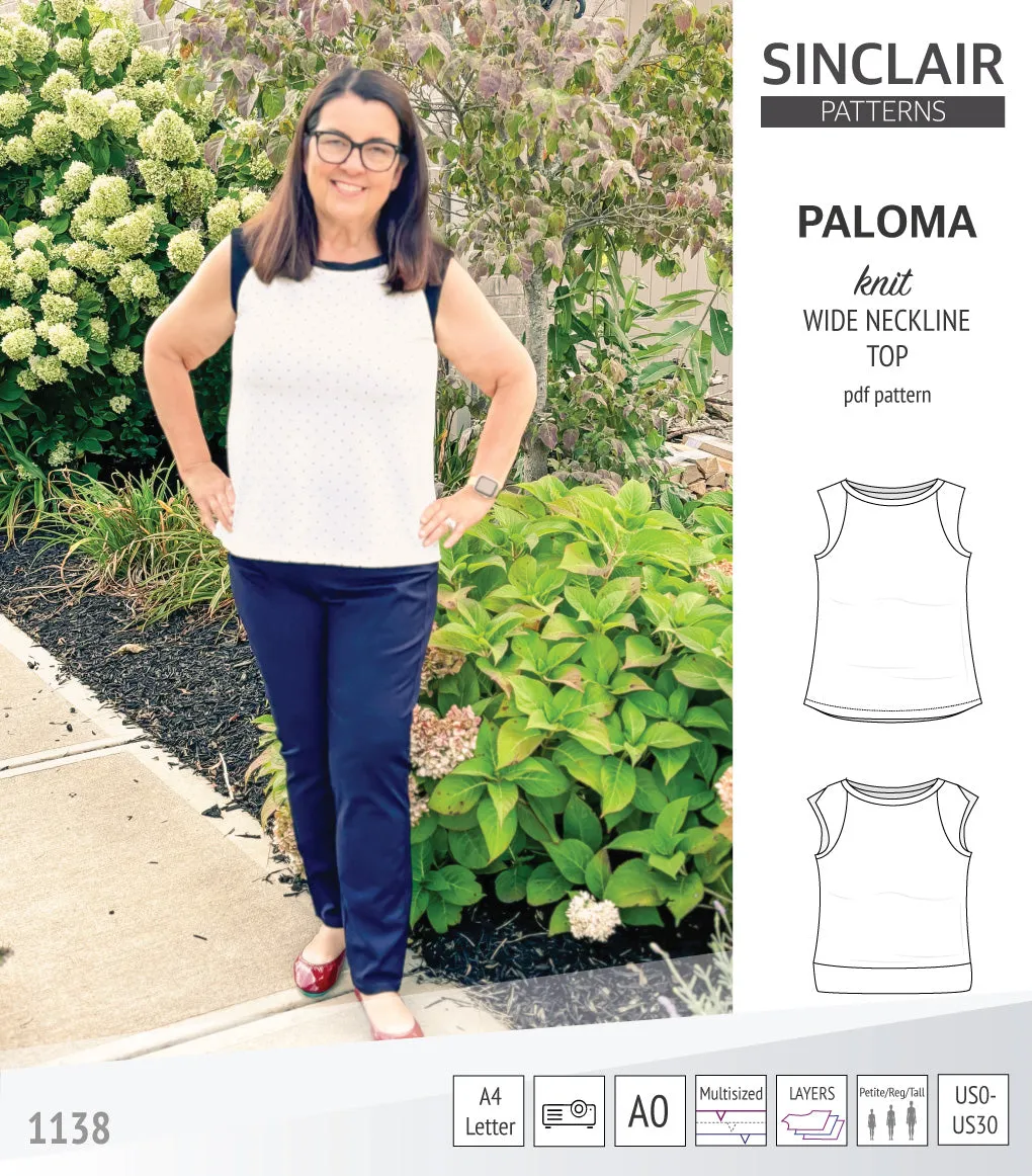 Paloma knit wide neckline tank top (PDF)
