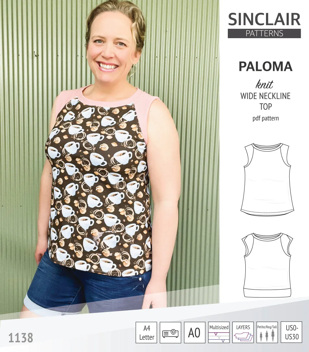 Paloma knit wide neckline tank top (PDF)