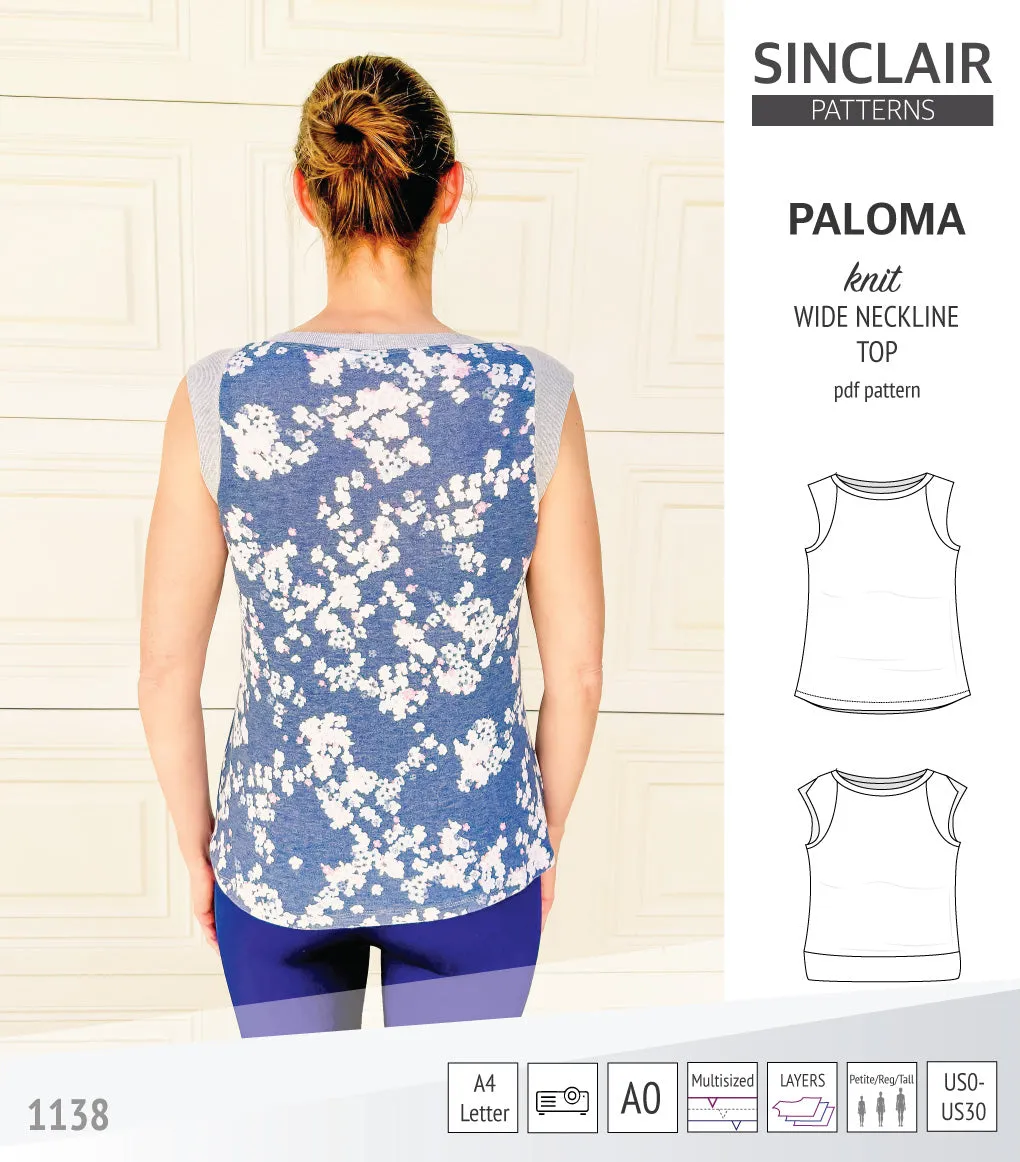 Paloma knit wide neckline tank top (PDF)